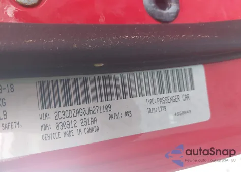 2018 Dodge Challenger Sxt из США, поврежденный, VIN 2C3CDZAG0JH271109